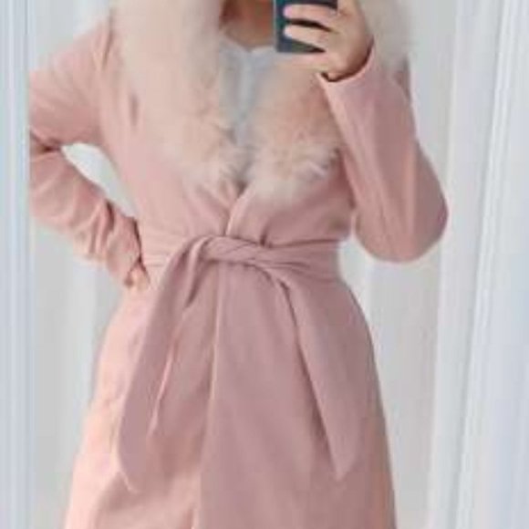 Classic Contemporary business Chic Pink Trench Coa - Picture 9 of 11